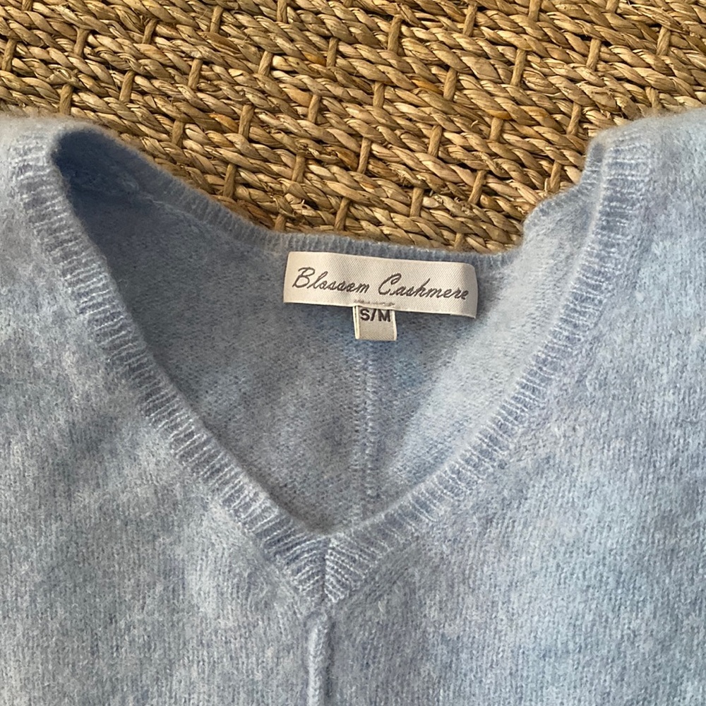 100% cashmere sweater- baby blue.